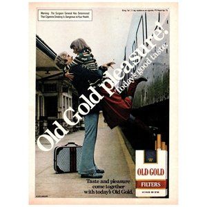 1976 Old Gold Cigarettes Taste and Pleasure Come Together Train Station Travel